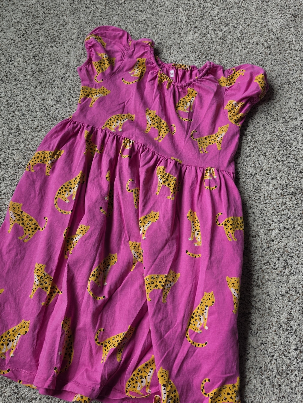 Tea Collection Magenta Dress with Yellow Leopard Print